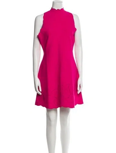 Pre-owned Carolina Herrera Mock Neck Mini Dress W/ Tags In Pink