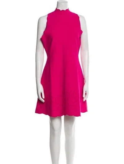 Pre-owned Carolina Herrera Mock Neck Mini Dress W/ Tags In Pink