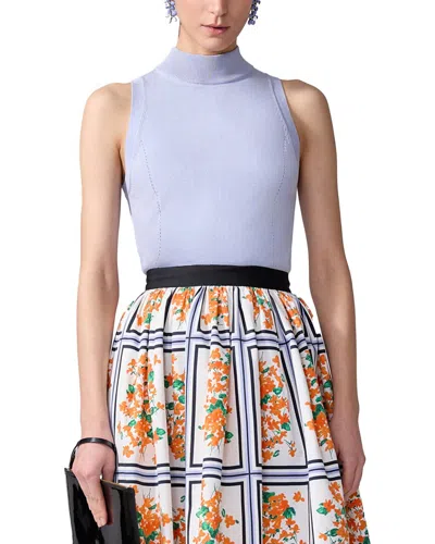 Carolina Herrera Mock Neck Silk-blend Top In Purple