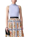 Carolina Herrera Mock Neck Sleeveless Top In Blue
