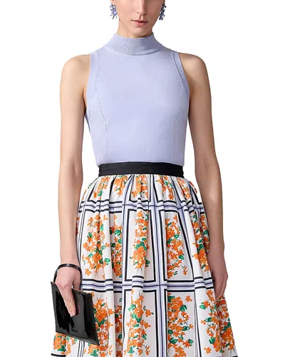Carolina Herrera Mock Neck Sleeveless Top In Blue