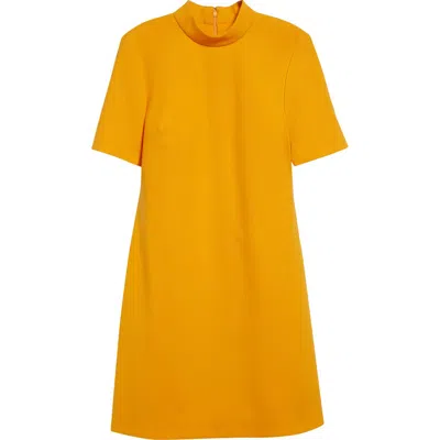 Carolina Herrera Mock Neck Stretch Virgin Wool Dress In Marigold