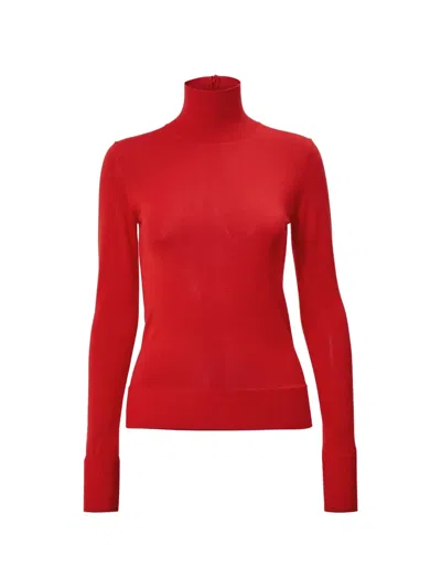 Carolina Herrera Wool And Silk-blend Turtleneck Sweater In Red