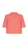 Carolina Herrera Mockneck Stretch-wool Top In Light Pink