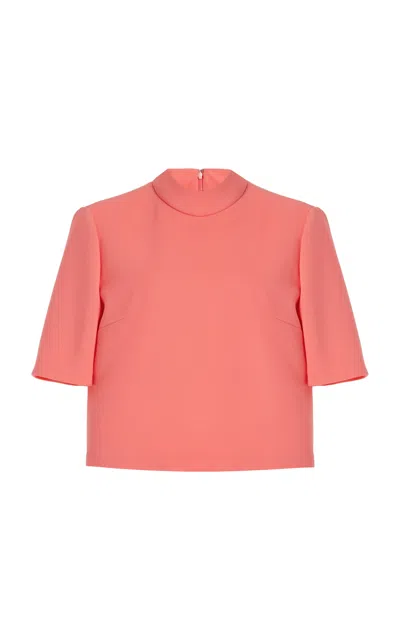 Carolina Herrera Mockneck Stretch-wool Top In Sunset