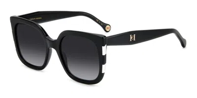 Carolina Herrera Her 0128/s 80s/9o 54 Women's Sunglasses - Black And White Frame, Grey Gradient Lens
