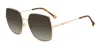 Carolina Herrera Her 0139/s Ddb-ha 60 Women's Sunglasses - Gold Frame, Brown Gradient Lenses