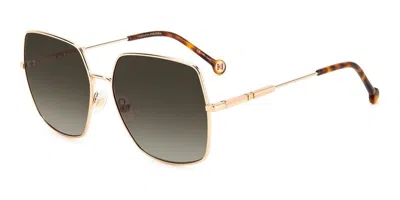 Carolina Herrera Her 0139/s Ddb-ha 60 Women's Sunglasses - Gold Frame, Brown Gradient Lenses In Green