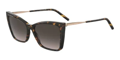 Carolina Herrera Her 0180/s 2ik/ha 57 Women's Sunglasses - Havana Gold Frame, Brown Gradient Lenses In Green