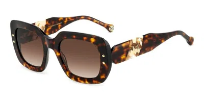 Carolina Herrera Her 0186/s C9k-ha 52 Women's Sunglasses - Havana White Frame, Brown Gradient Lenses