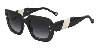 Carolina Herrera Her 0186/s 80s-9o 52 Women's Sunglasses - Black & White Frame, Grey Gradient Lenses