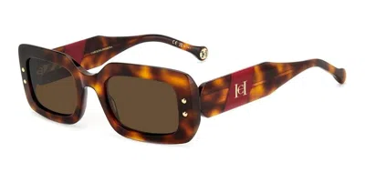 Carolina Herrera Her 0187/s O63-70 50 Women's Sunglasses - Havana Red Frame, Brown Lenses