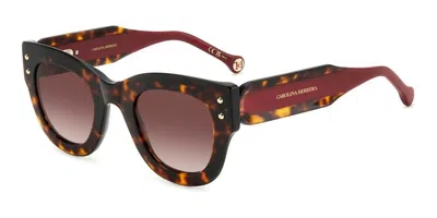 Carolina Herrera Her 0188/s Kdx-9o 55 Women's Sunglasses - Black & Nude Grey Frame, Dark Grey Gradie In Multi