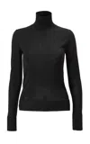 Carolina Herrera Turtleneck Signature Merino Silk Sweater In Black