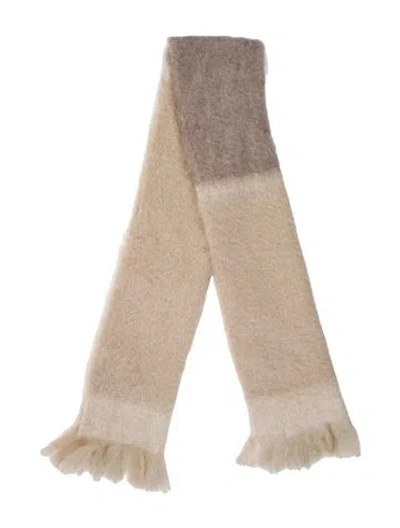 Pre-owned Carolina Herrera Mohair Colorblock Pattern Scarf In Neutral
