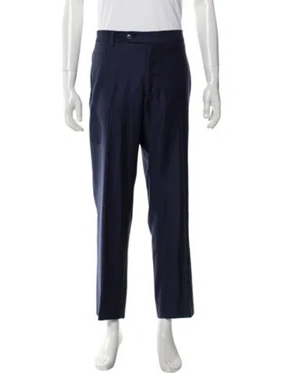 Pre-owned Carolina Herrera Mongolian Lamb Dress Pants In Blue