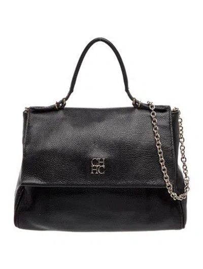 Pre-owned Carolina Herrera Monogram Shoulder Bag In Black