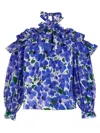 Carolina Herrera Poppy-print Halter Off-the-shoulder Top In Multicolor