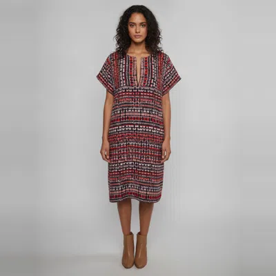 Pre-owned Carolina Herrera Multicolor Tweed V- Neck Short Sleeve Midi Dress L In Black