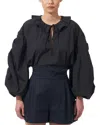 Carolina Herrera Neck Ruffle Shirred Puff Sleeve Blouse