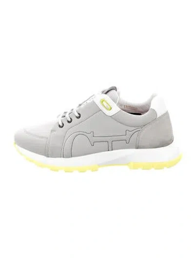 Pre-owned Carolina Herrera Nylon Patterned Sneakers In Silver/white