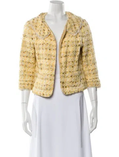 Pre-owned Carolina Herrera Nylon Printed Evening Jacket In Yellow