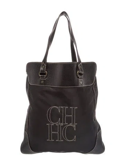 Pre-owned Carolina Herrera Nylon Tote In Black