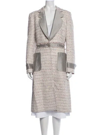 Pre-owned Carolina Herrera Nylon Tweed Pattern Coat In Neutrals