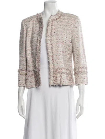 Pre-owned Carolina Herrera Nylon Tweed Pattern Evening Jacket In Neutral