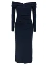 Carolina Herrera 'off-shoulder 3/4 Slv Ruched Midi' Dress