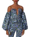 Carolina Herrera Plunging Off-the-shoulder Balloon-sleeve Peplum Top