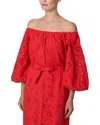 Carolina Herrera Off Shoulder Balloon Sleeve A-line Top In Red