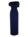 Carolina Herrera Off-shoulder Draped Evening Dress In Blue
