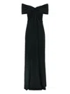 Carolina Herrera Off-shoulder Draped Gown In Black