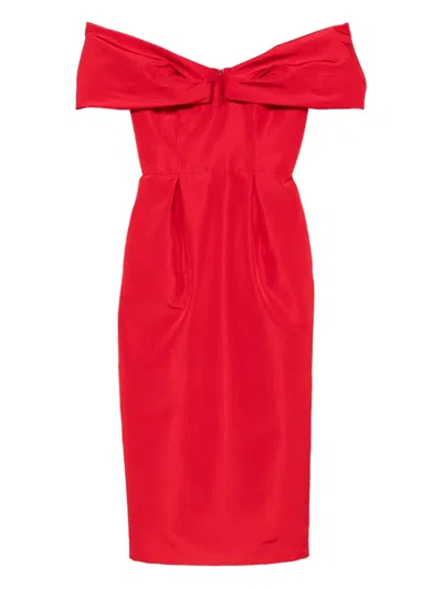 Carolina Herrera Off-shoulder Dress In Red