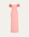 Carolina Herrera Off-shoulder Flower Column Gown In Blush