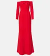 Carolina Herrera Draped Long-sleeve Off-the-shoulder Trumpet Gown In Red