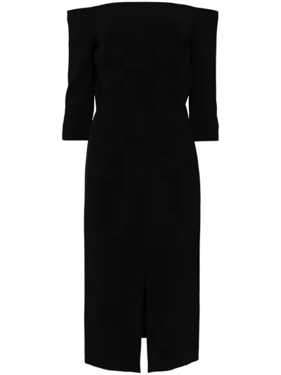 Carolina Herrera Off-shoulder Midi Dress In Black