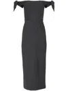 Carolina Herrera Off-the-shoulder Stretch-wool Midi Dress In Black