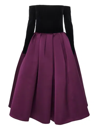 Carolina Herrera Off-shoulder Midi Dress In Purple