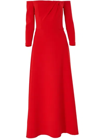 Carolina Herrera Off-shoulder Midi Dress In Red