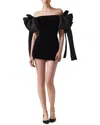 Carolina Herrera Dramatic Bow Silk Mini Dress In Black