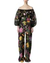 Carolina Herrera Off-shoulder Puff Sleeve Silk Top In Multi