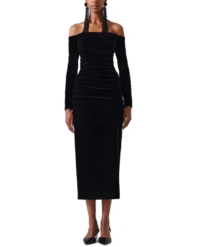 Carolina Herrera Off-shoulder Ruched Midi Dress In Black