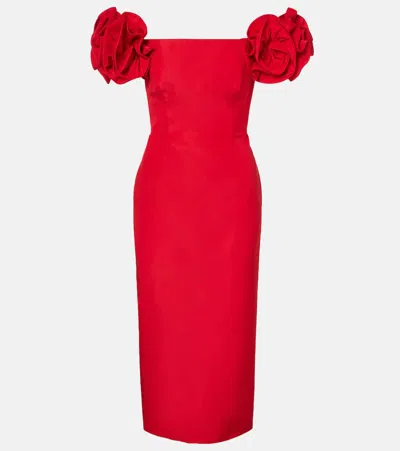 Carolina Herrera Off-shoulder Silk Cocktail Dress In Red