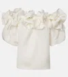 Carolina Herrera Off-shoulder Silk Top In White