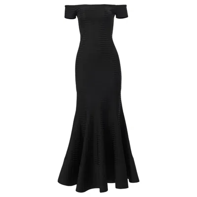 Carolina Herrera Off Shoulder Trumpet Dress In Black