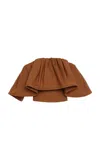 Carolina Herrera Off-the-shoulder Cotton Top In Tan