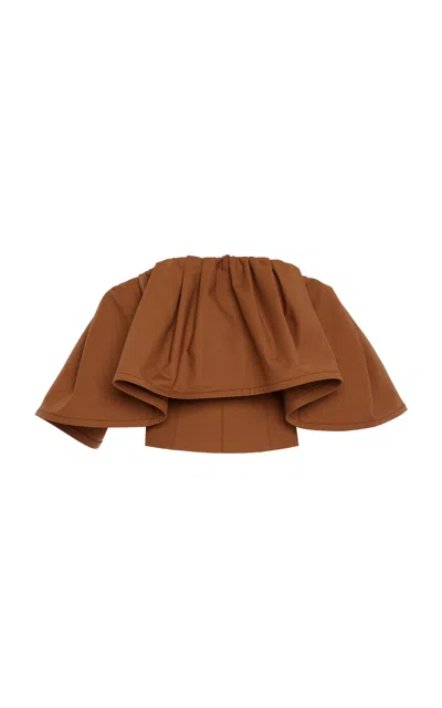 Carolina Herrera Off-the-shoulder Cotton Top In Tan