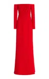 Carolina Herrera Off-the-shoulder Crepe Maxi Dress In Red